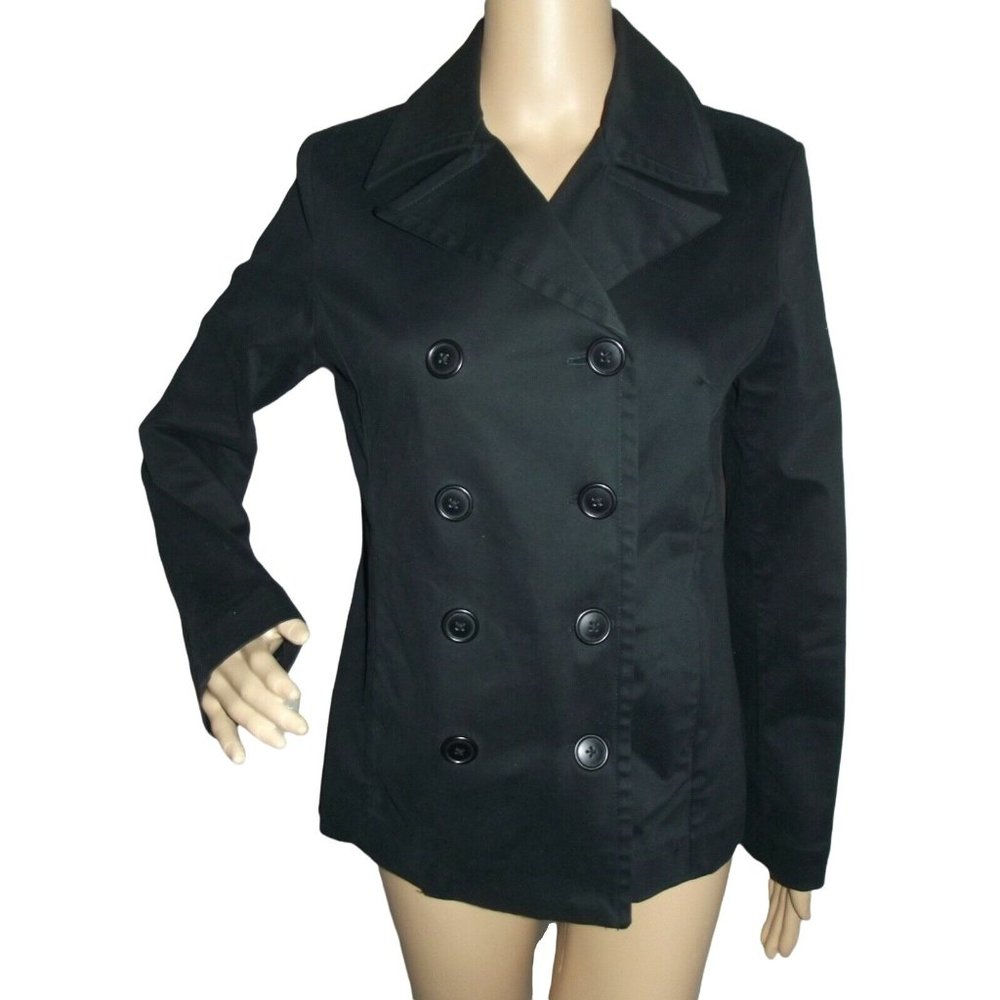 The Gap Size XS Solid Black Double Breasted Cotton Blend Jacket blazer coat